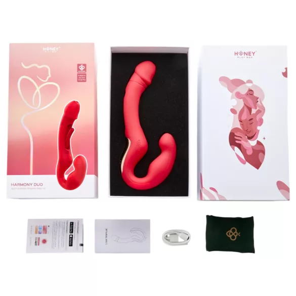 Honey Play Box Harmony Duo - Sovelluksella ohjattava kiinnitettävä kielivibraattori (punainen)
