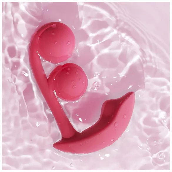 Honey Play Box Melody - Sovelluksella ohjattava helmikoristeinen 2-in-1-vibraattori (punainen)