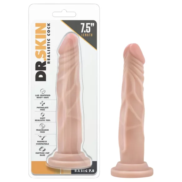 Dr. Skin - realistinen imukuppidildo - iho - 19 cm