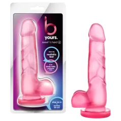   B Yours Sweet N Hard 4 - realistinen dildo kiveksillä - 18 cm - pinkki