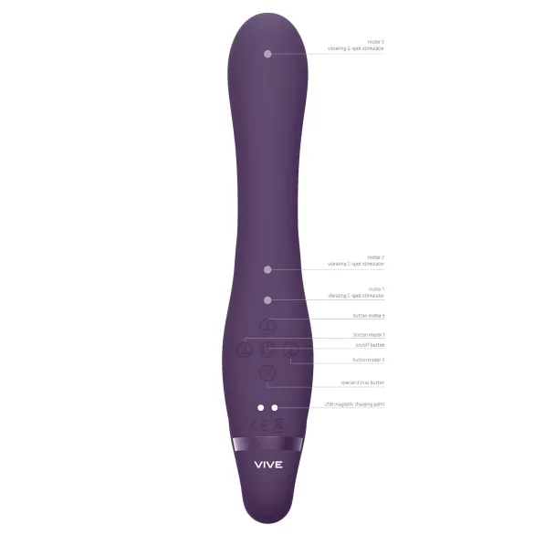 Vive Suki - strap-on vibraattori ilman valjaita - violetti