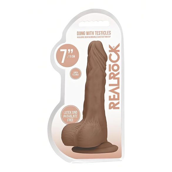 RealRock - Dildo kiveysten kanssa - realistinen, 17 cm - tumma natur
