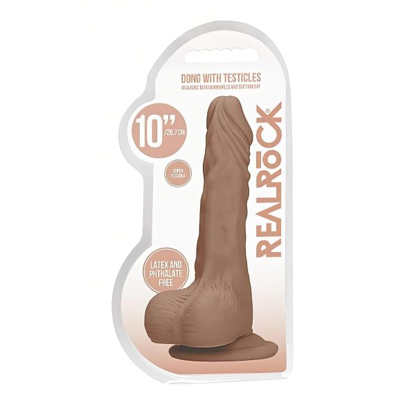 RealRock - dildo kivellä - realistinen, 25cm - tumma/nature
