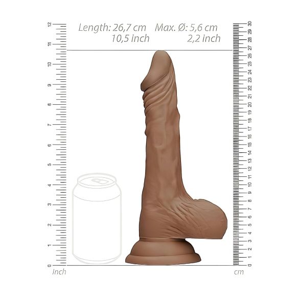 RealRock - dildo kivellä - realistinen, 25cm - tumma/nature