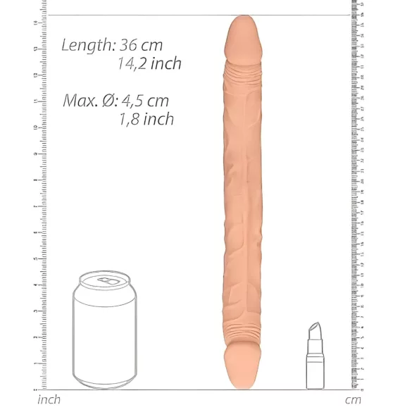 RealRock - tupladildo - 36 cm - luonnollinen