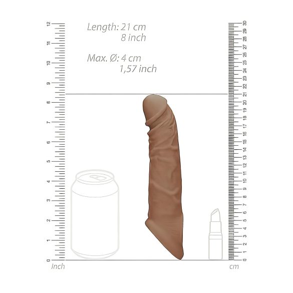 RealRock - penispidennys 21 cm - tumma luonnollinen