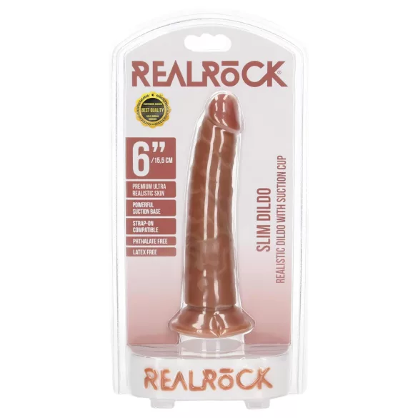 RealRock Slim - realistinen dildo 15,5 cm - tumma