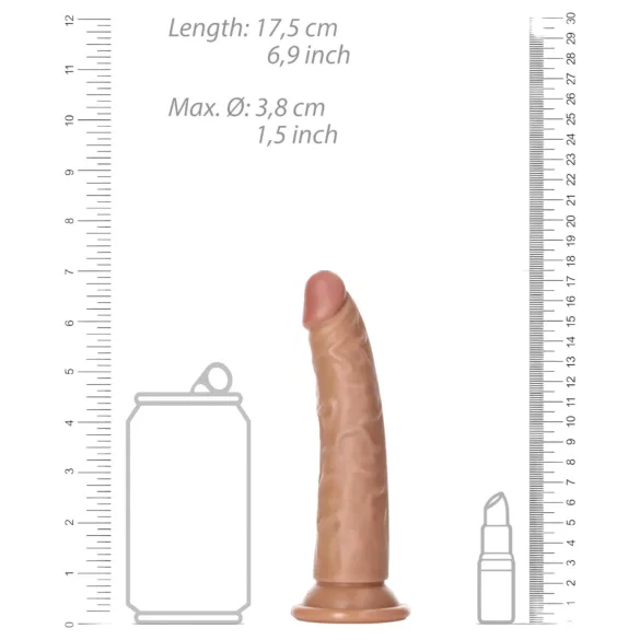 RealRock Slim - realistinen dildo 15,5 cm - tumma