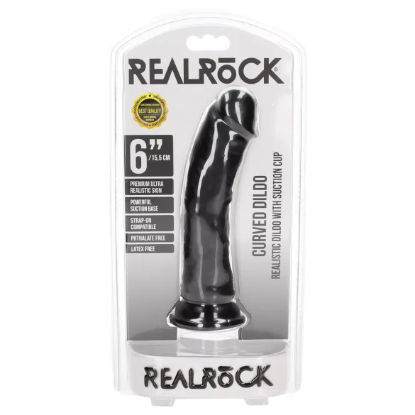 RealRock - realistinen dildo imukupilla - 15,5 cm - musta