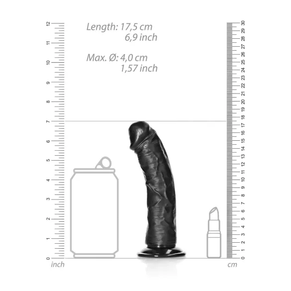 RealRock - realistinen dildo imukupilla - 15,5 cm - musta