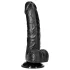 RealRock - imukupilla varustettu, kiveksellinen dildo - 15,5 cm (musta)