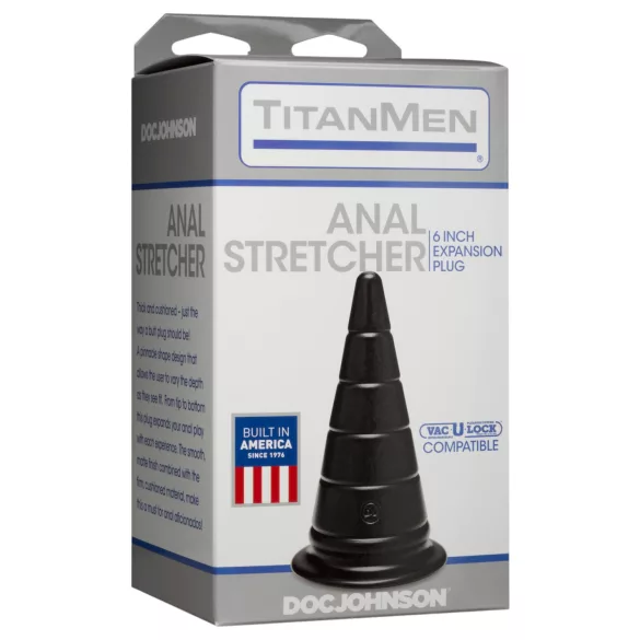 Doc Johnson TitanMen Anal Stretcher - kartiomainen anustunnistin/anaalitappi (musta) - 15 cm