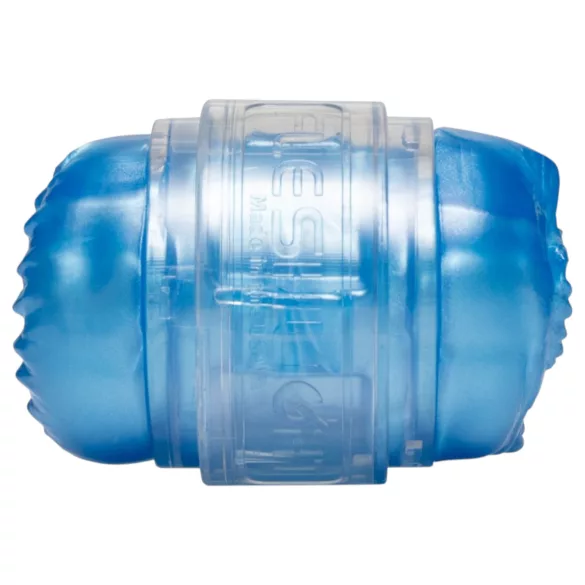 Fleshlight Quickshot Vantage - läpinäkyvä kaksipäinen masturbaattori (sininen)