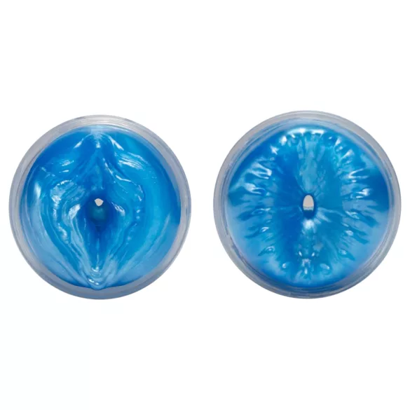 Fleshlight Quickshot Vantage - läpinäkyvä kaksipäinen masturbaattori (sininen)