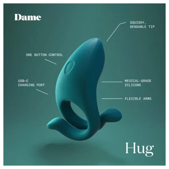 Dame Hug - säädettävä värisevä penisrengas (vihreä)