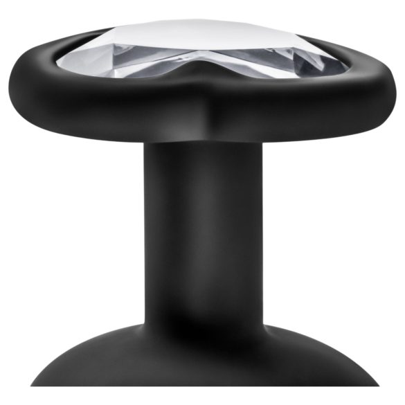 Temptasia S - anustappi sydämenmuotoinen hopeakivellä - pieni musta