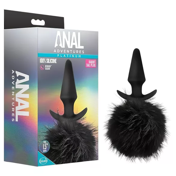 Anal Adventures Platinum - anustappi pupunhännällä - musta