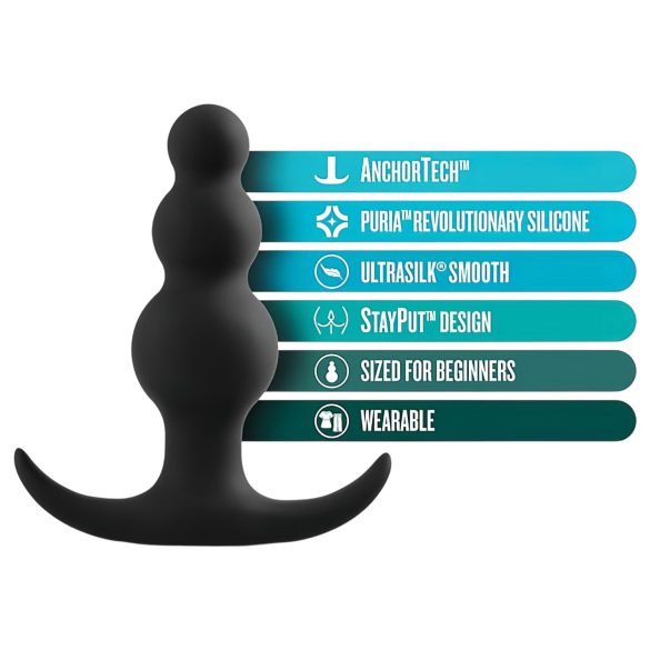 Anal Adventures Platinum - anustappi helmillä - musta