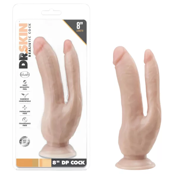 Dr. Skin 8 - imukupillinen tupladildo - luonnollinen