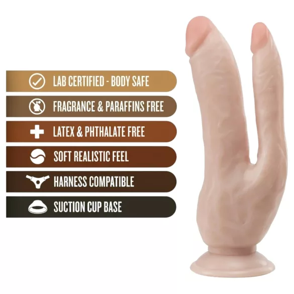 Dr. Skin 8 - imukupillinen tupladildo - luonnollinen