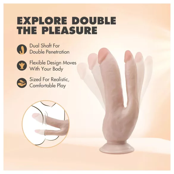 Dr. Skin 8 - imukupillinen tupladildo - luonnollinen