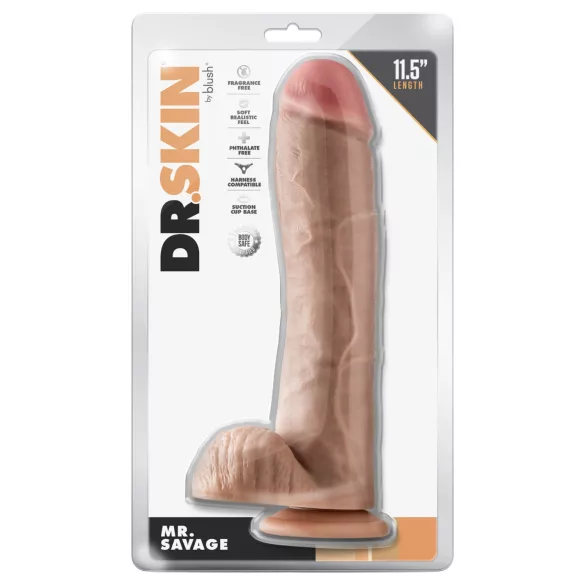 Blush Dr. Skin - aidon tuntuinen dildo kiveksillä (nude)