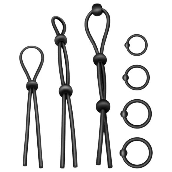 Addicted Toys - penisrenkaat setti - 7 kpl silikoninen - musta
