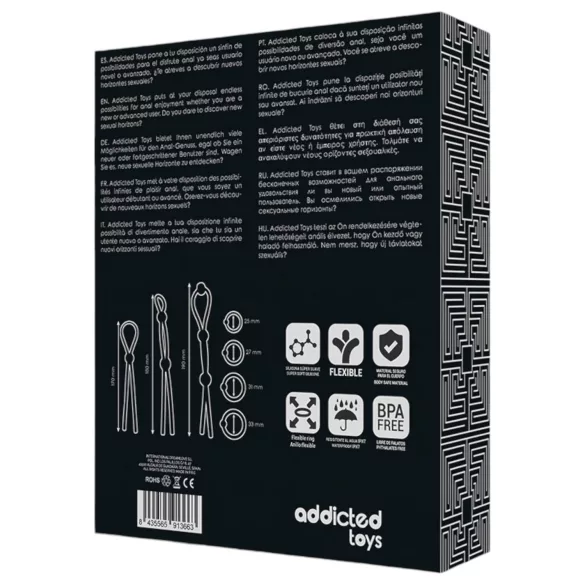Addicted Toys - penisrenkaat setti - 7 kpl silikoninen - musta