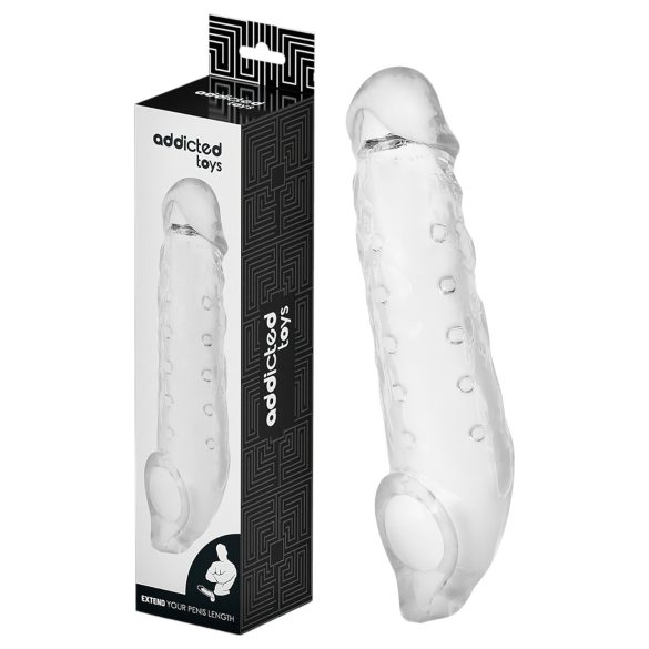 Addicted Toys - penis sleeve ja kivesten rengas - 23 cm - läpinäkyvä