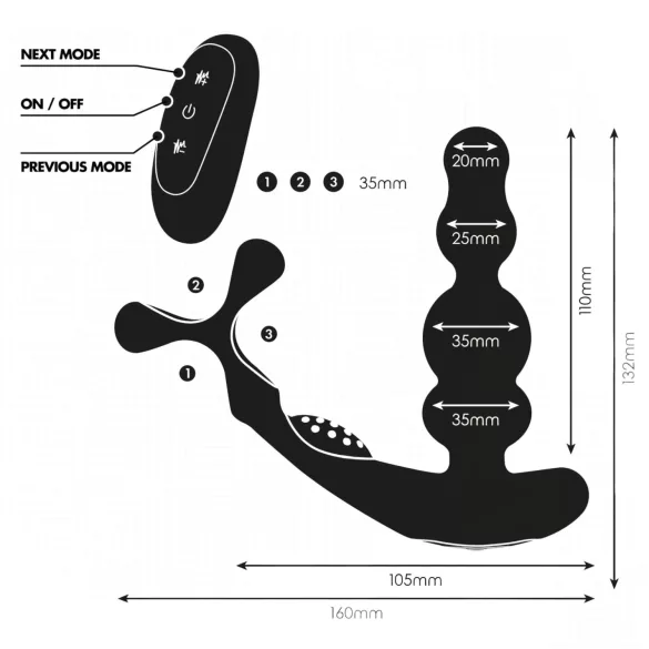 Addicted Toys - pyörivä anaalivibraattori peniksenrenkaalla - musta