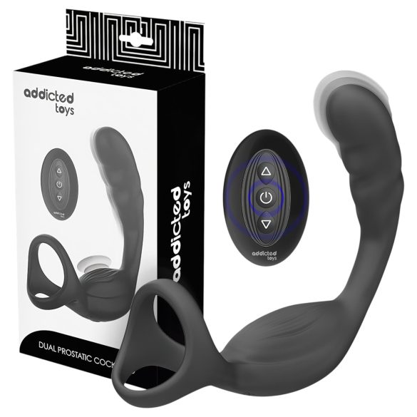 Addicted Toys - anaalivibraattori penis- ja kivestenrengas - musta