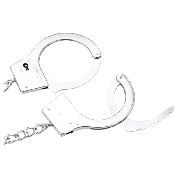 LateToBed - BDSM käsiraudat anustapilla - metalli hopea