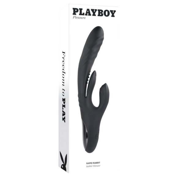 Playboy Rapid Rabbit - klitoriskiihotin vibraattori - ladattava - musta
