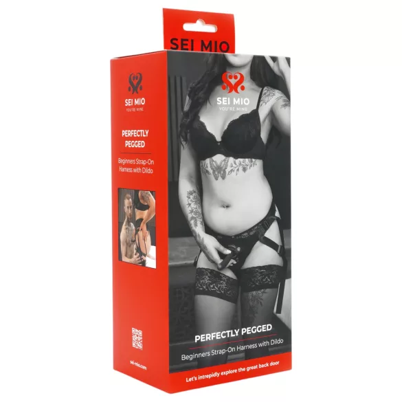 Sei Mio - strap-on dildo valjailla - 12,5 cm - musta