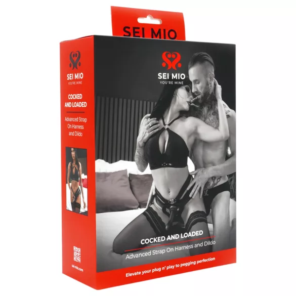 Sei Mio - strap-on dildo valjailla - 15 cm - musta