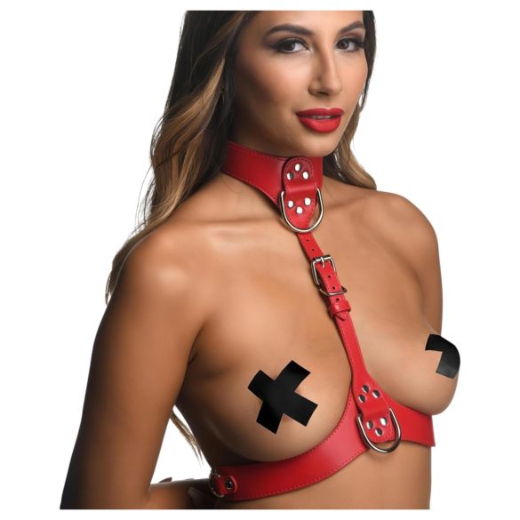 Tiukka kaulahihna punainen harness