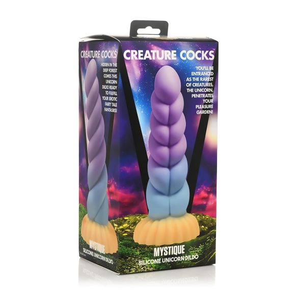 Creature Cocks Mystique - yksisarvisdildo 21cm - violetti-keltainen