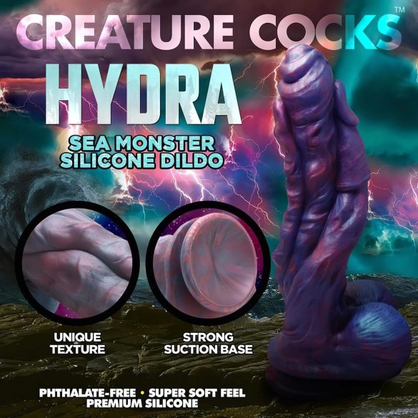 Creature Cocks Hydra - realistinen dildo - silikoni - 27 cm - violetti