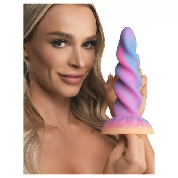 Creature Cocks Moon Rider - hehkuva yksisarvisdildo - lila-pinkki