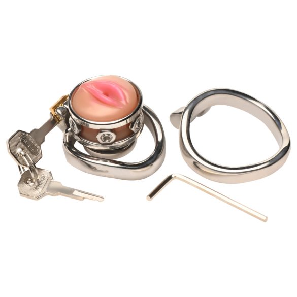 XR Brands - penisketju masturbaattorilla - metalli hopea