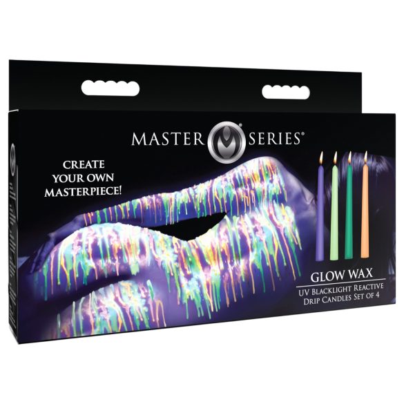 XR Brands - UV-reaktiivinen BDSM-vartalokynttilä - värikäs 4 kpl