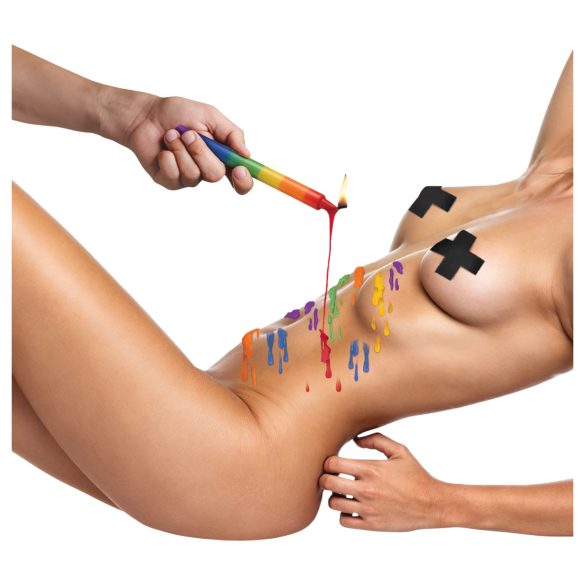 XR Brands - BDSM kehokynttilä - sateenkaari (3 kpl)