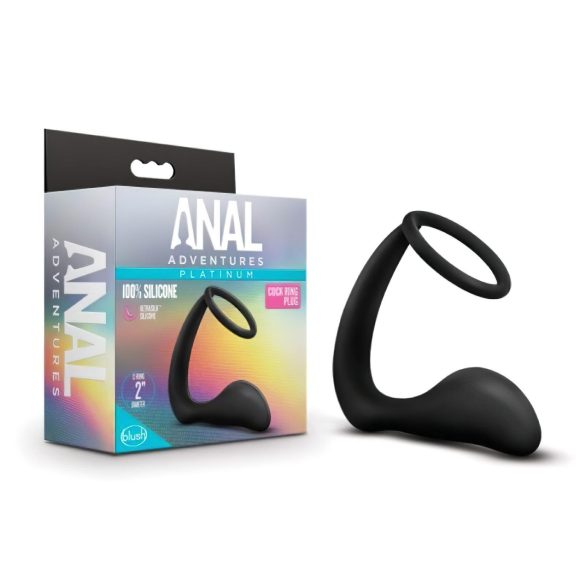 Anaaliseikkailut Platinum - musta dildo ja penisrengas