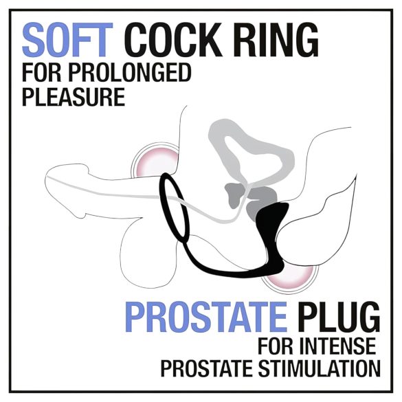 Anal Adventures Platinum - anaalidildo penisrenkaalla - musta