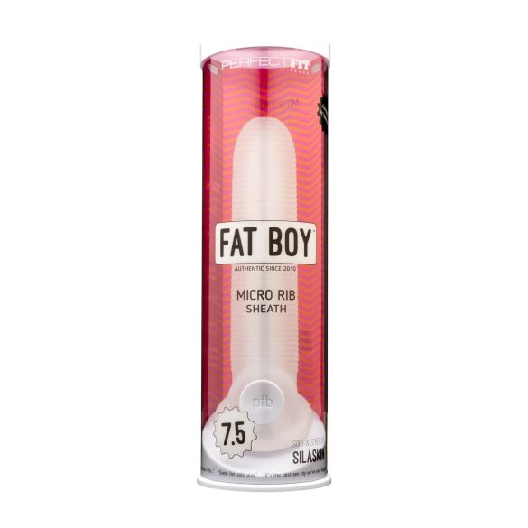 Fat Boy Micro Ribbed - penissuoja (19 cm) - valkoinen