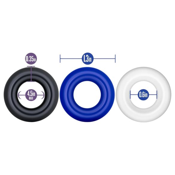 Stay Hard - penisrenkaat setti - 3 kpl - värikäs