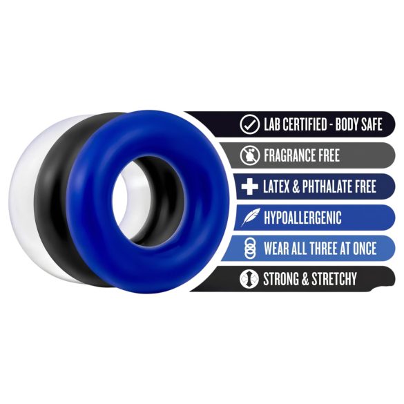 Stay Hard - penisrenkaat setti - 3 kpl - värikäs