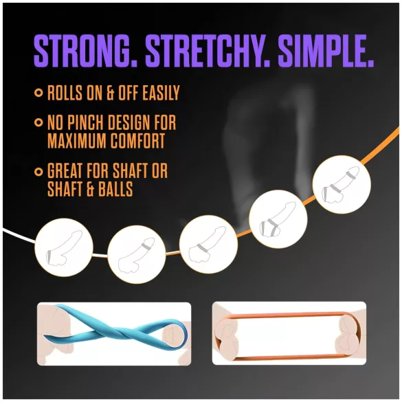 King of the Ring - penisrenkaiden setti - monivärinen 6 kpl