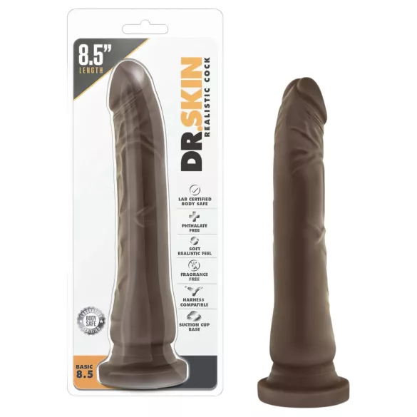Dr. Skin 8,5 - imukupillinen realistinen dildo (ruskea, 20,5 cm)