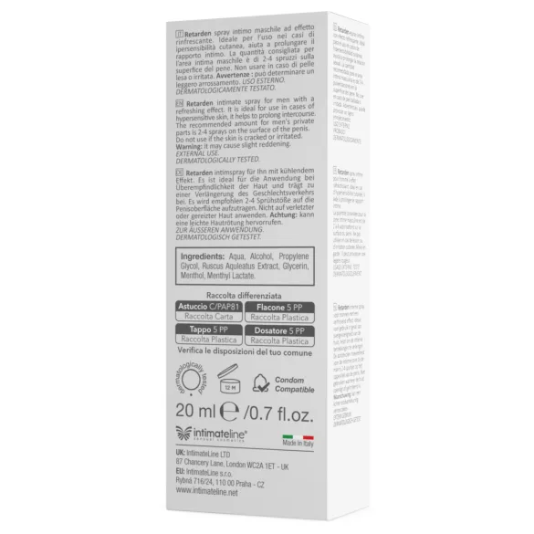 Intimateline R20 - viilentävä viivästyttävä suihke miehille (20 ml)